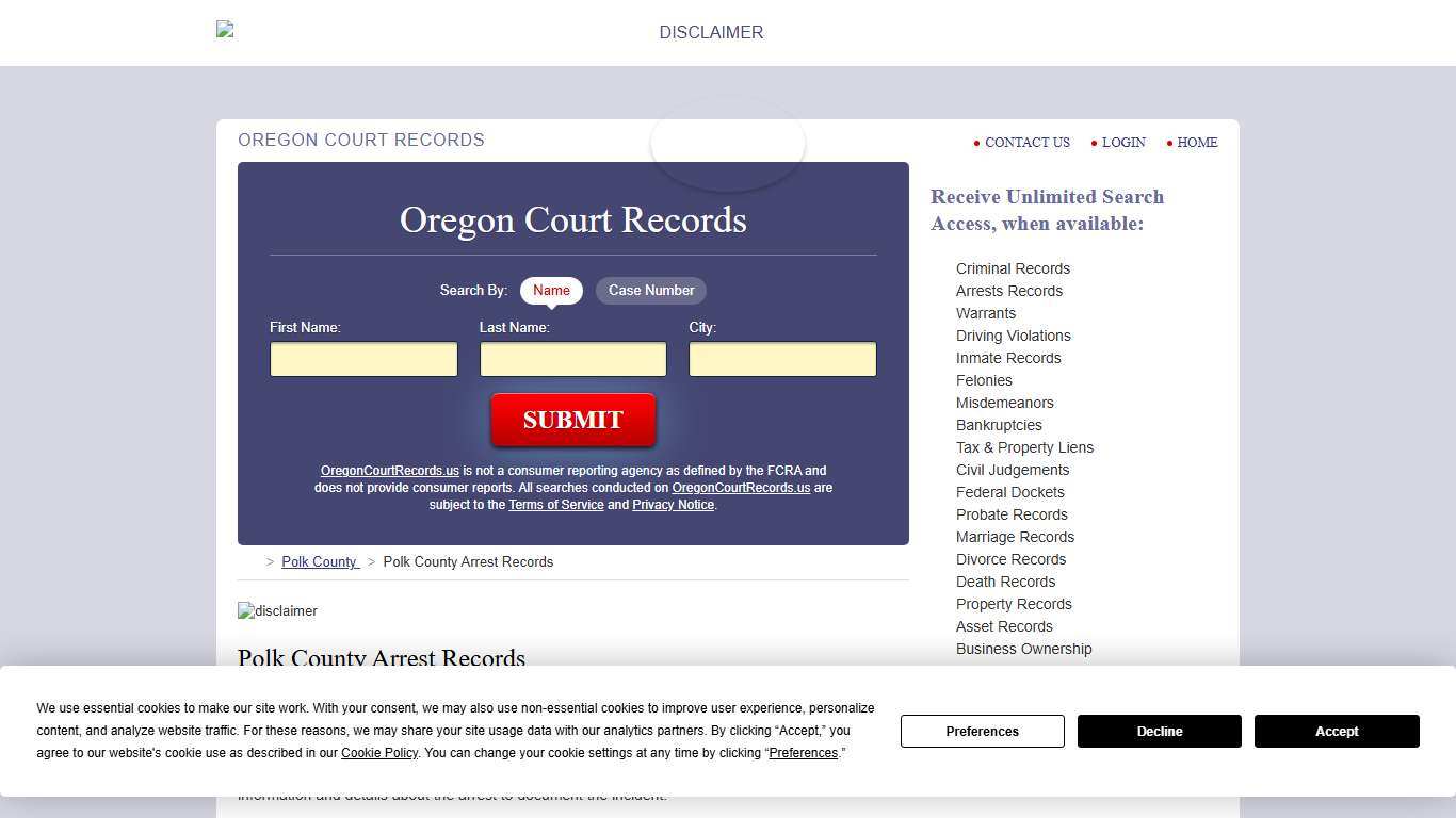Polk County Arrest Records | OregonCourtRecords.us