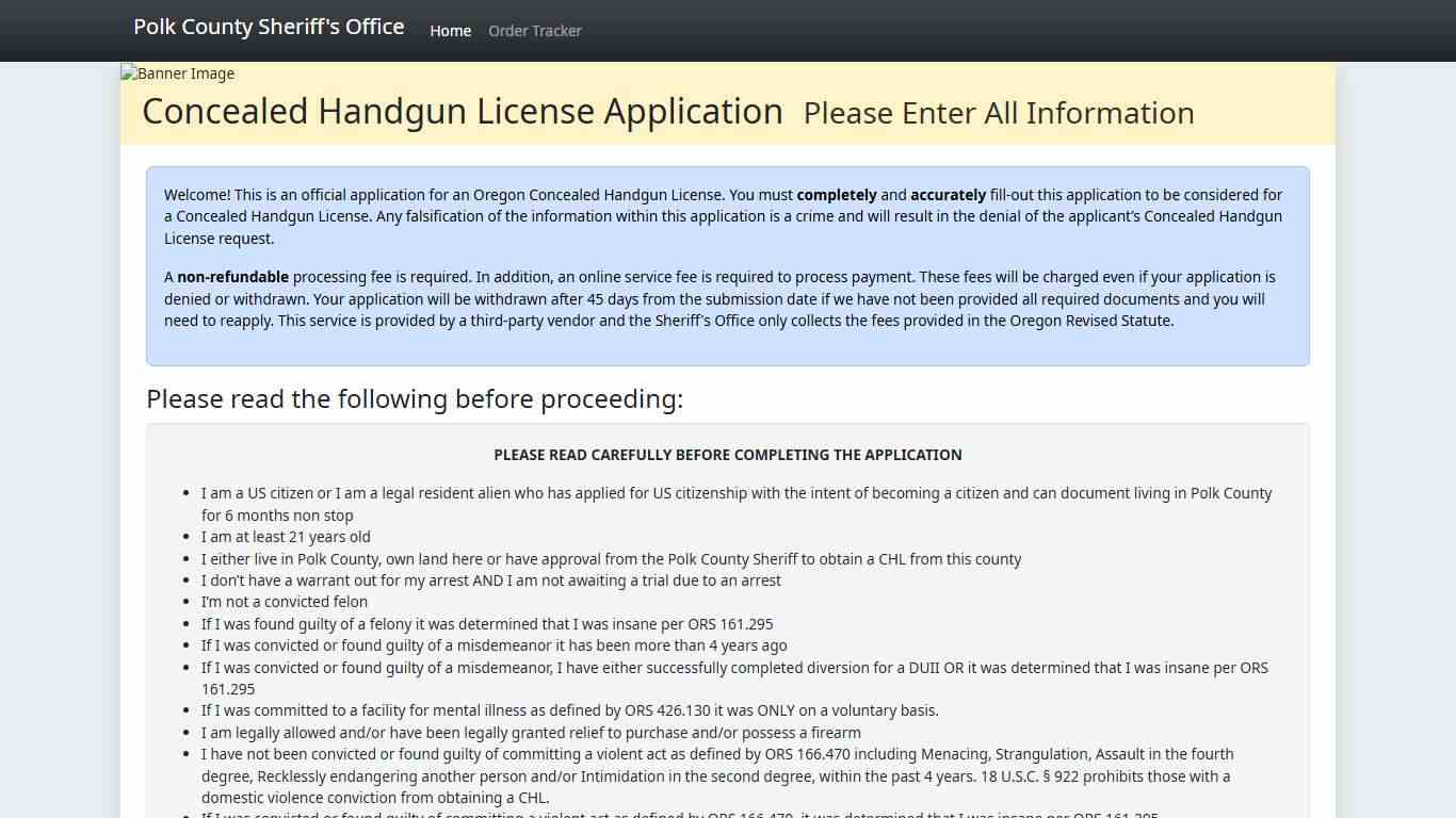 Polk County Sheriff's Office Online Concealed Handgun License